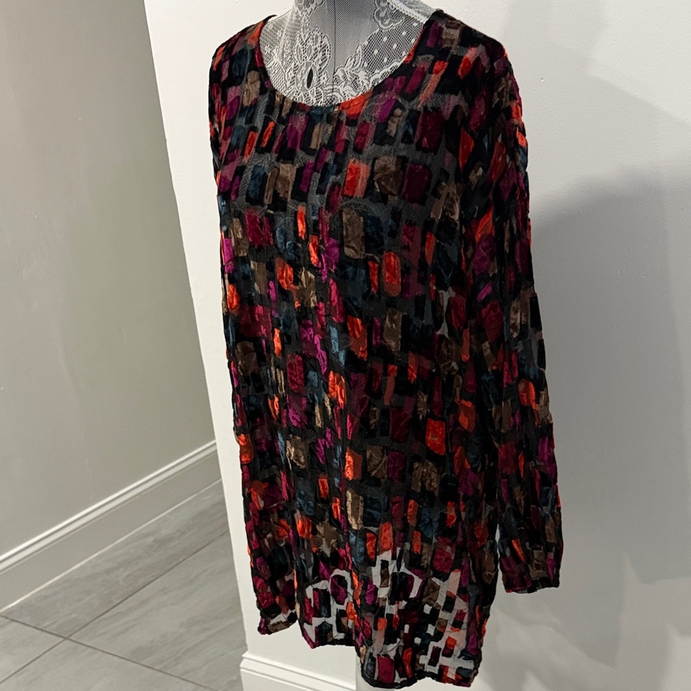 J. Jill Multicolor Floral Top - Pink, Black, Cream